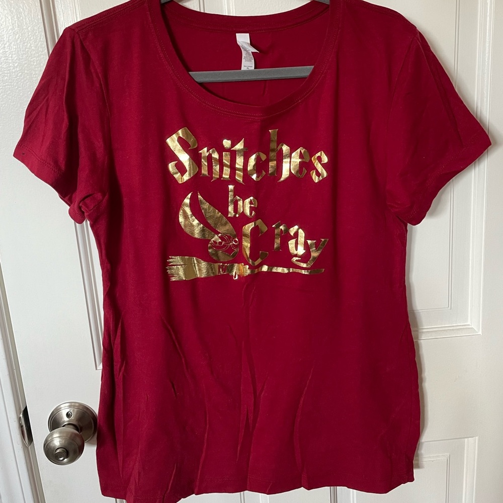 Harry Potter Universal Studios Themed Custom Burgundy T-Shirt “Snitches Be Cray”